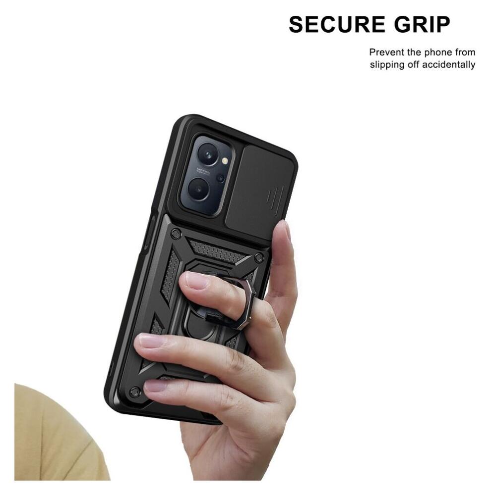 Realme 9i/Oppo A76/A96 Hoesje Camera Slider en Kickstand Ring Blauw afbeelding 6