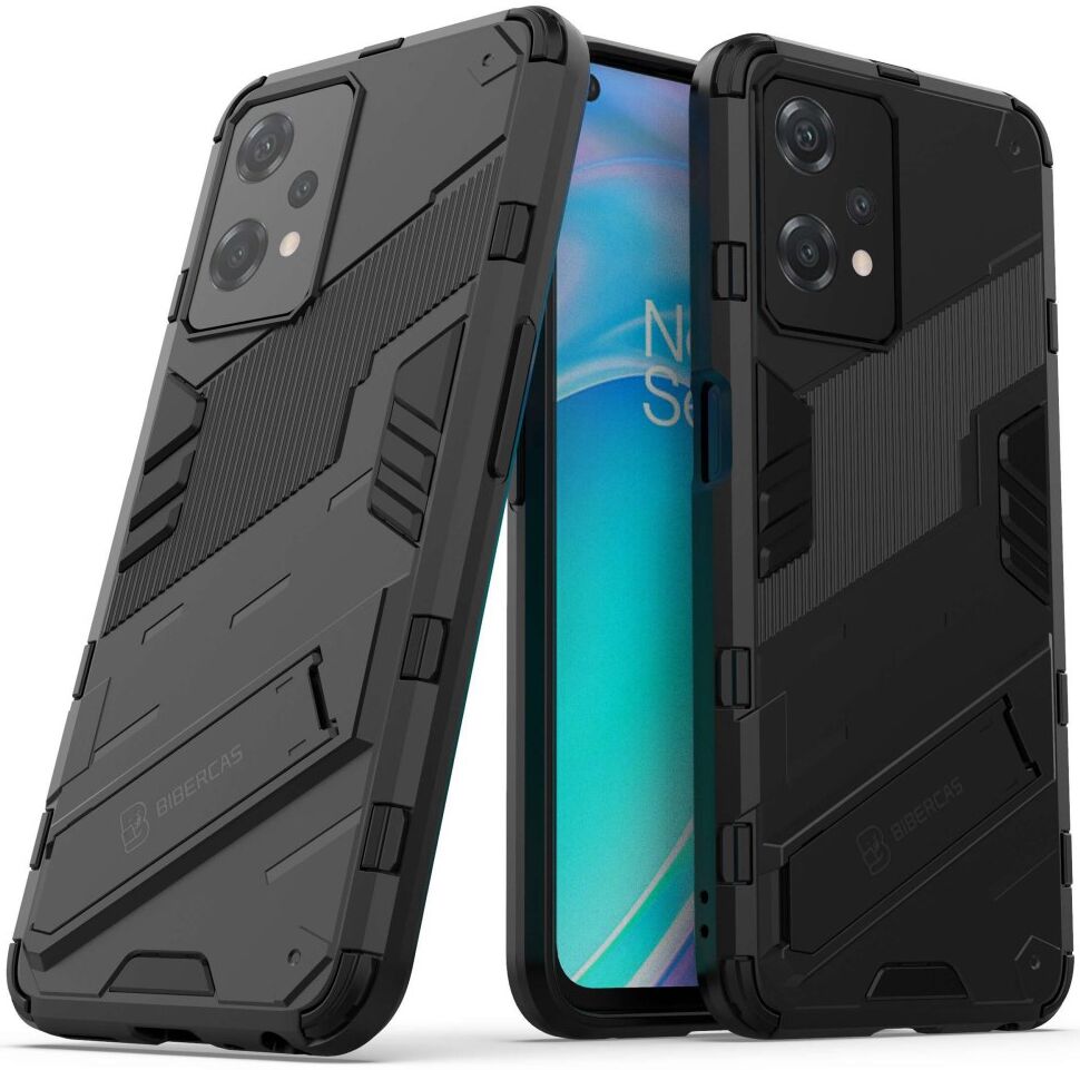 OnePlus Nord CE 2 Lite Hoesje Shockproof Kickstand Back Cover Zwart afbeelding 2
