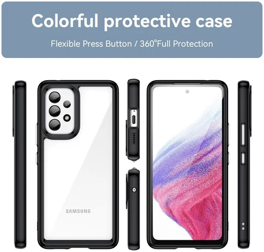 Samsung Galaxy A53 Hoesje Acryl Back Cover Zwart afbeelding 7