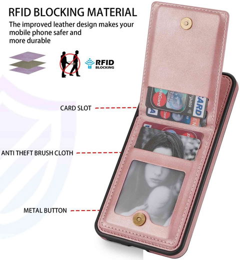 Samsung Galaxy A53 Hoesje Portemonnee met RFID Pasjeshouder Roze Goud afbeelding 3