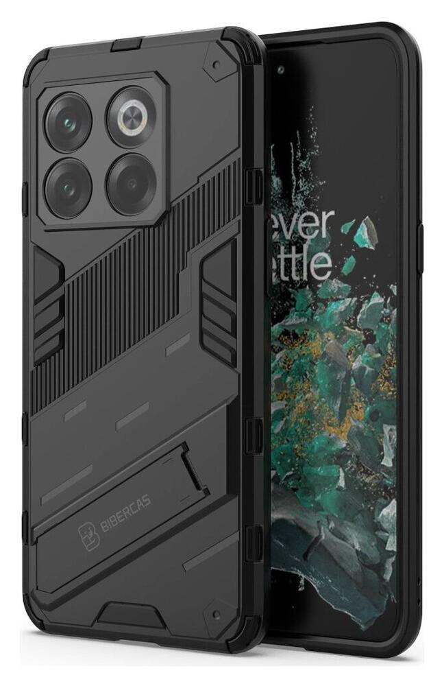 OnePlus 10T Hoesje Shockproof Kickstand Back Cover Zwart afbeelding 1