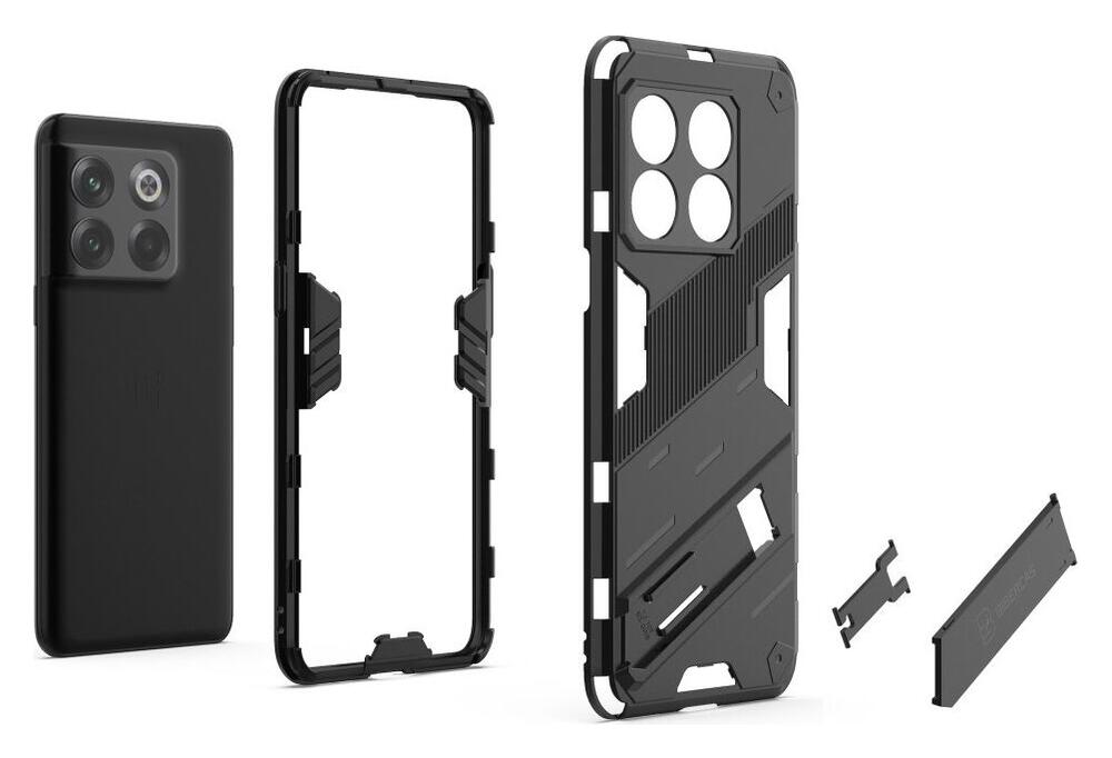 OnePlus 10T Hoesje Shockproof Kickstand Back Cover Zwart afbeelding 3