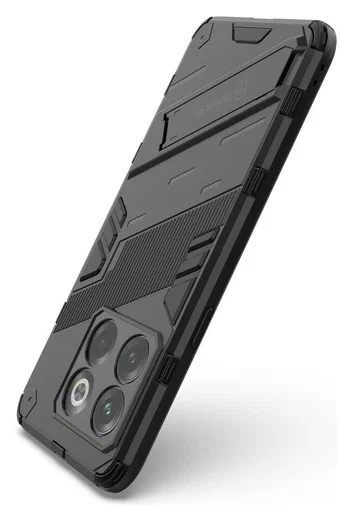 OnePlus 10T Hoesje Shockproof Kickstand Back Cover Zwart afbeelding 4
