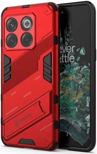 OnePlus 10T Hoesje Shockproof Kickstand Back Cover Rood afbeelding 1