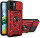 Xiaomi Redmi A1 / A2 Hoesje met Camera Slider en Kickstand Ring Rood afbeelding 1