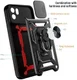 Xiaomi Redmi A1 / A2 Hoesje met Camera Slider en Kickstand Ring Rood afbeelding 7