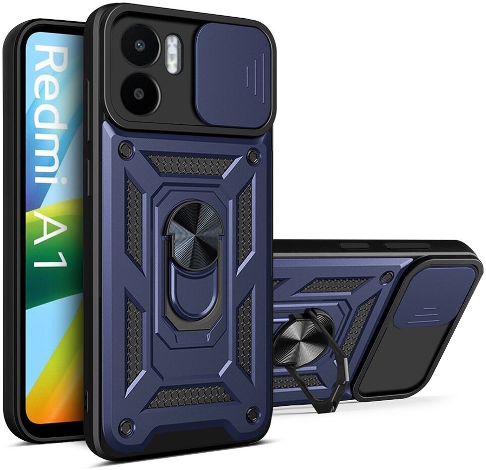 Xiaomi Redmi A1 / A2 Hoesje met Camera Slider en Kickstand Ring Blauw afbeelding 1