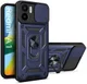 Xiaomi Redmi A1 / A2 Hoesje met Camera Slider en Kickstand Ring Blauw
