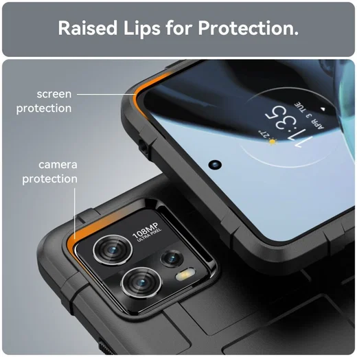 Motorola Moto G72 Hoesje Shock Proof Rugged Shield Back Cover Zwart afbeelding 6