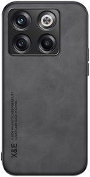 X&E OnePlus 10T Hoesje met Kunstleer Coating Back Cover Zwart afbeelding