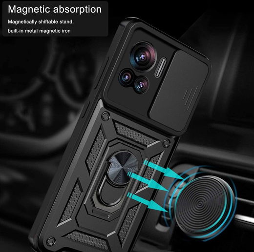 Motorola Edge 30 Ultra Hoesje Camera Slider en Kickstand Ring Zwart afbeelding 3