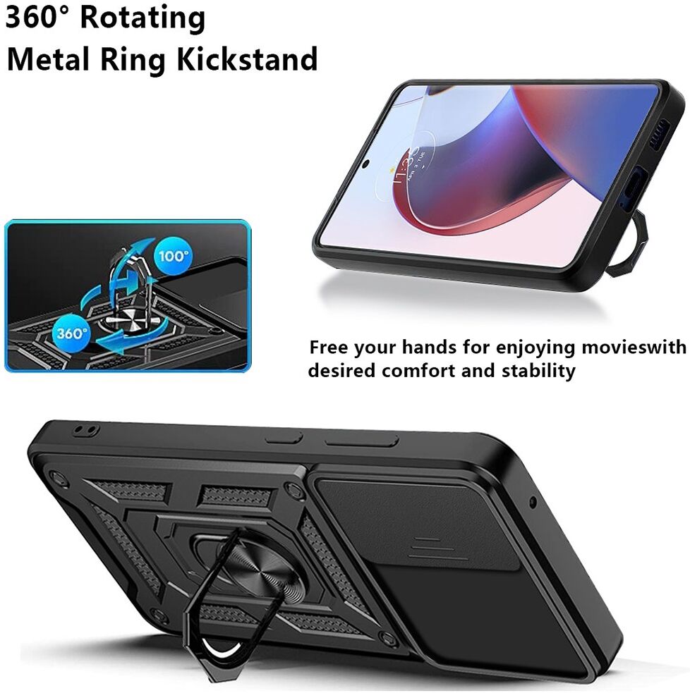 Motorola Edge 30 Ultra Hoesje Camera Slider en Kickstand Ring Blauw afbeelding 5