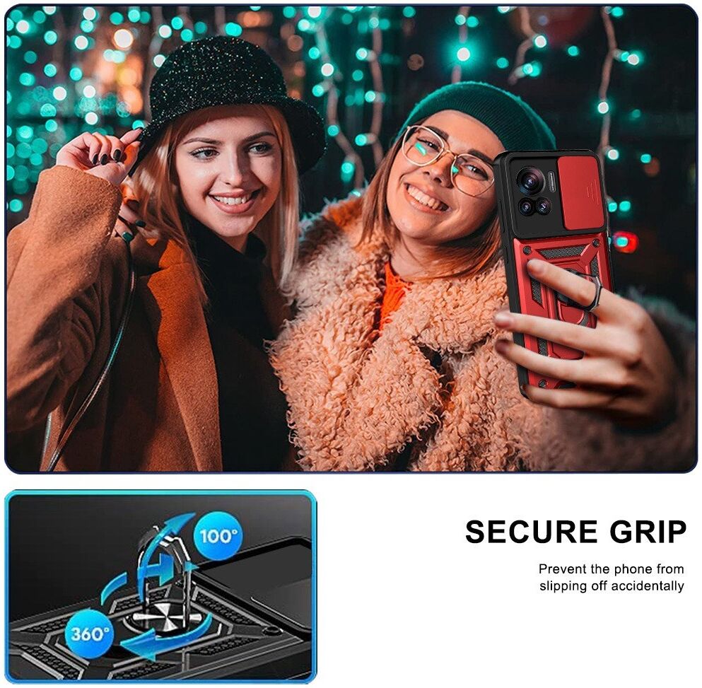 Motorola Edge 30 Ultra Hoesje Camera Slider en Kickstand Ring Blauw afbeelding 7