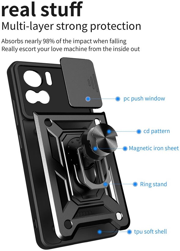 Motorola Edge 30 Ultra Hoesje Camera Slider en Kickstand Ring Blauw afbeelding 8
