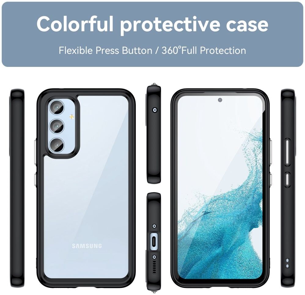 Samsung Galaxy A54 Hoesje Acryl Back Cover Zwart afbeelding 8