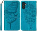 Samsung Galaxy A54 Hoesje Book Case Pasjeshouder Vlinder Blauw