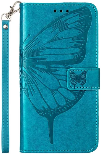 Samsung Galaxy A54 Hoesje Book Case Pasjeshouder Vlinder Blauw afbeelding 6
