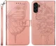 Samsung Galaxy A54 Hoesje Book Case Pasjeshouder Vlinder Roze Goud