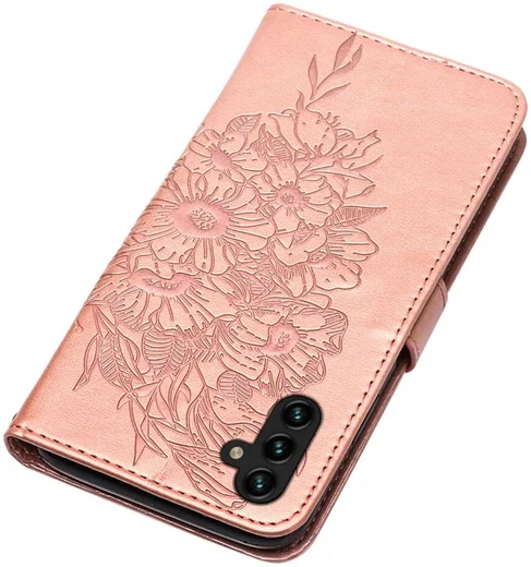 Samsung Galaxy A54 Hoesje Book Case Pasjeshouder Vlinder Roze Goud afbeelding 5