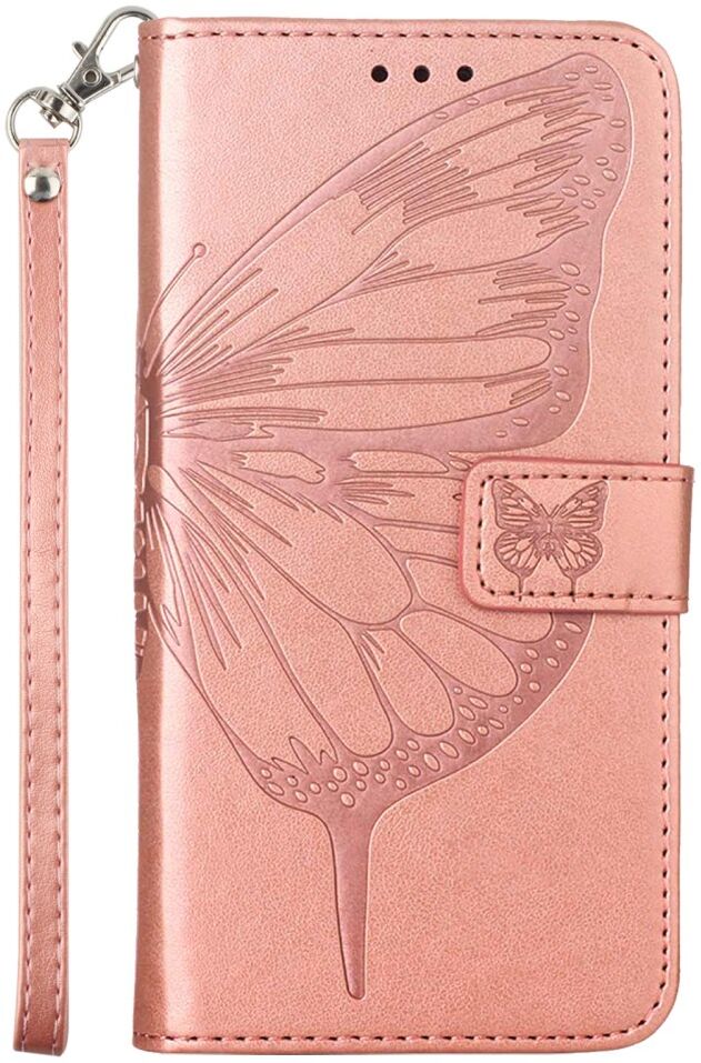 Samsung Galaxy A54 Hoesje Book Case Pasjeshouder Vlinder Roze Goud afbeelding 6
