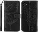 Samsung Galaxy A54 Hoesje Book Case Pasjeshouder Vlinder Zwart