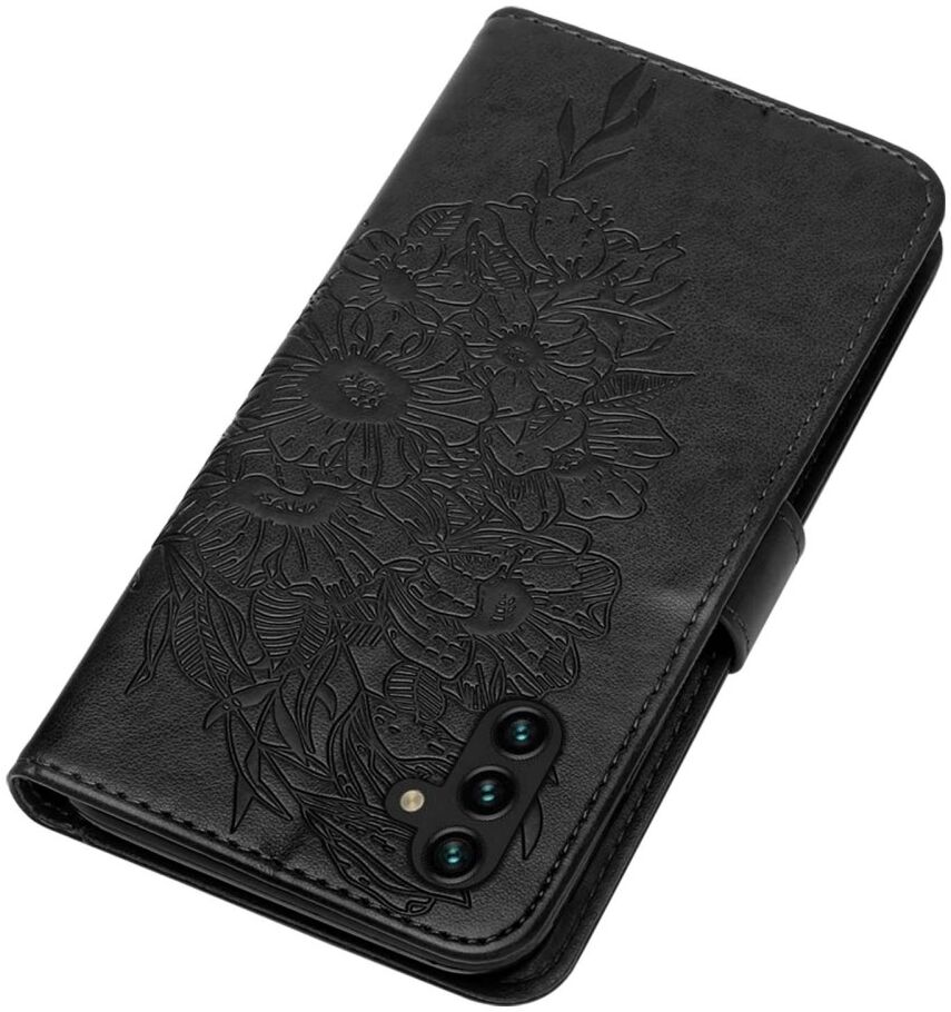 Samsung Galaxy A54 Hoesje Book Case Pasjeshouder Vlinder Zwart afbeelding 5