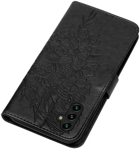 Samsung Galaxy A54 Hoesje Book Case Pasjeshouder Vlinder Zwart afbeelding 5