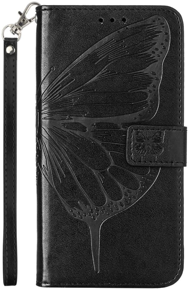Samsung Galaxy A54 Hoesje Book Case Pasjeshouder Vlinder Zwart afbeelding 6