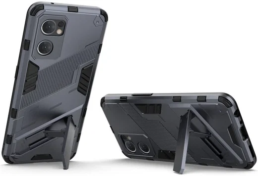 Oppo Find X5 Lite Hoesje Shockproof Kickstand Back Cover Blauw afbeelding 2
