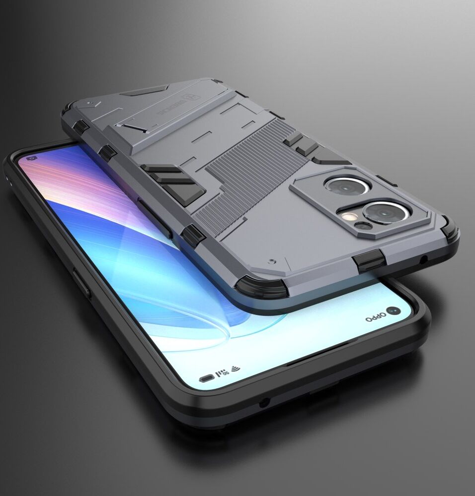 Oppo Find X5 Lite Hoesje Shockproof Kickstand Back Cover Blauw afbeelding 4