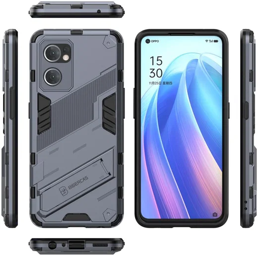 Oppo Find X5 Lite Hoesje Shockproof Kickstand Back Cover Blauw afbeelding 6