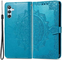 Samsung Galaxy A54 Hoesje Mandala Book Case met Pasjeshouder Blauw afbeelding
