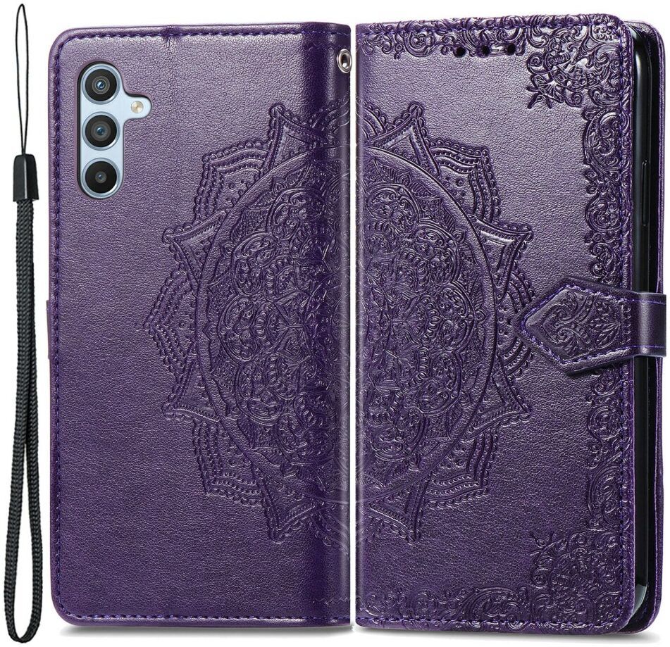Samsung Galaxy A54 Hoesje Mandala Book Case met Pasjeshouder Paars afbeelding 1