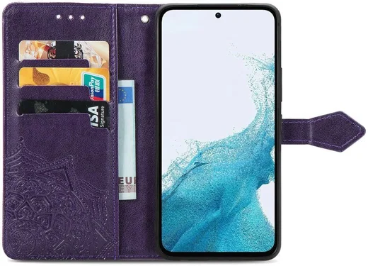 Samsung Galaxy A54 Hoesje Mandala Book Case met Pasjeshouder Paars afbeelding 2