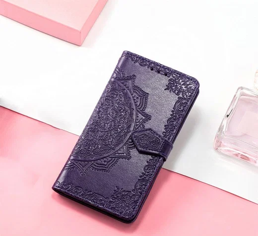Samsung Galaxy A54 Hoesje Mandala Book Case met Pasjeshouder Paars afbeelding 4