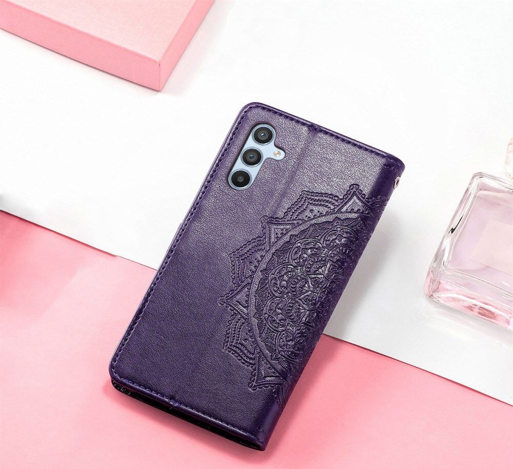 Samsung Galaxy A54 Hoesje Mandala Book Case met Pasjeshouder Paars afbeelding 5