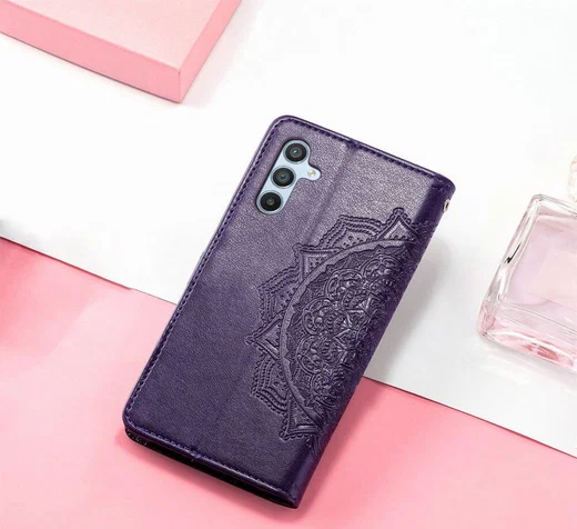 Samsung Galaxy A54 Hoesje Mandala Book Case met Pasjeshouder Paars afbeelding 5