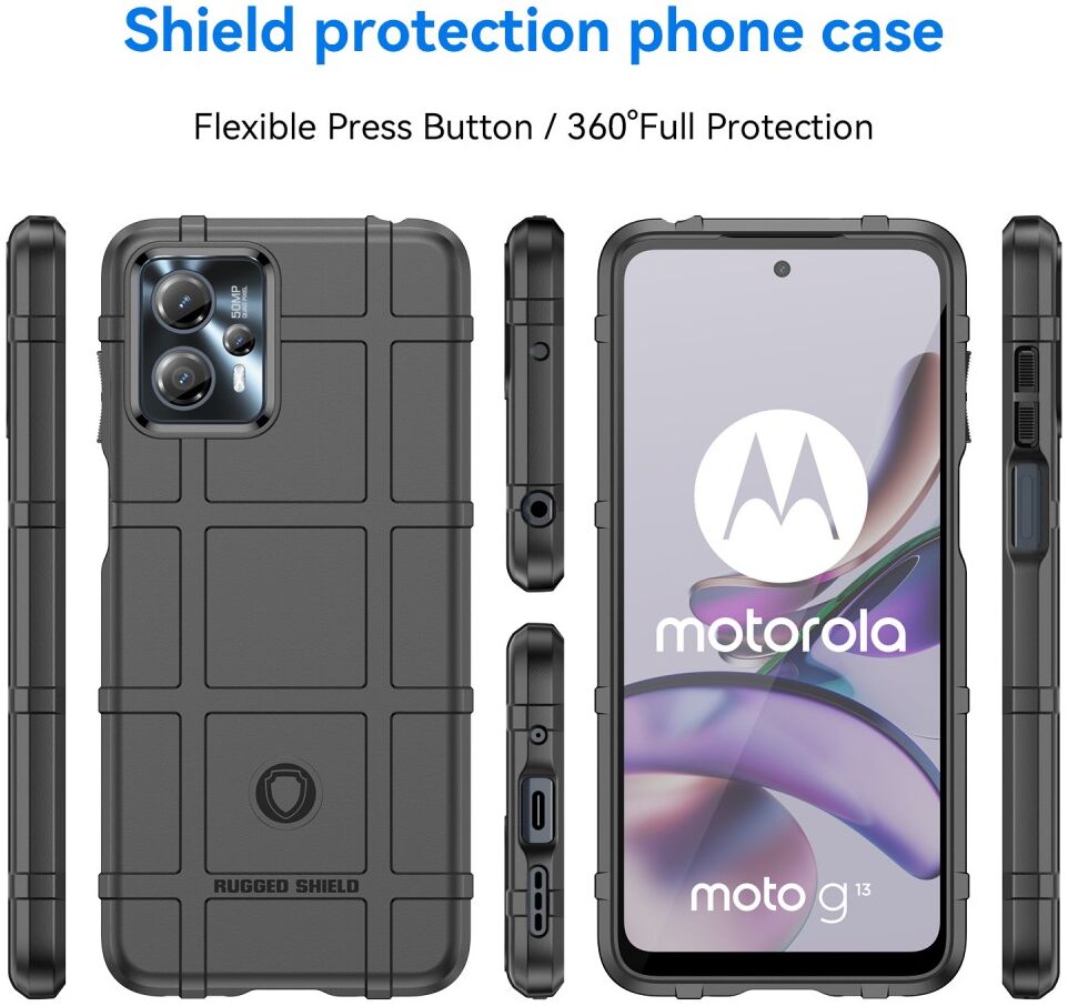 Motorola Moto G13 / G23 Hoesje Shock Proof Rugged Shield Zwart afbeelding 3