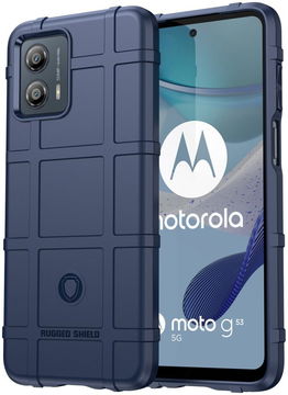 Motorola Moto G53 Hoesje Shock Proof Rugged Shield Back Cover Blauw