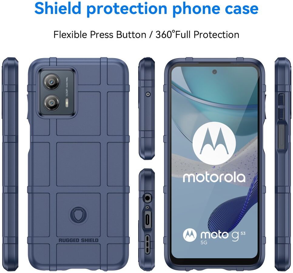 Motorola Moto G53 Hoesje Shock Proof Rugged Shield Back Cover Blauw afbeelding 7
