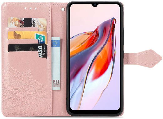 Xiaomi Redmi 12C Hoesje Mandala Book Case met Pasjeshouder Roze Goud afbeelding 2