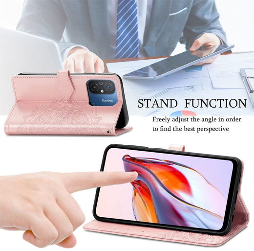 Xiaomi Redmi 12C Hoesje Mandala Book Case met Pasjeshouder Roze Goud afbeelding 4