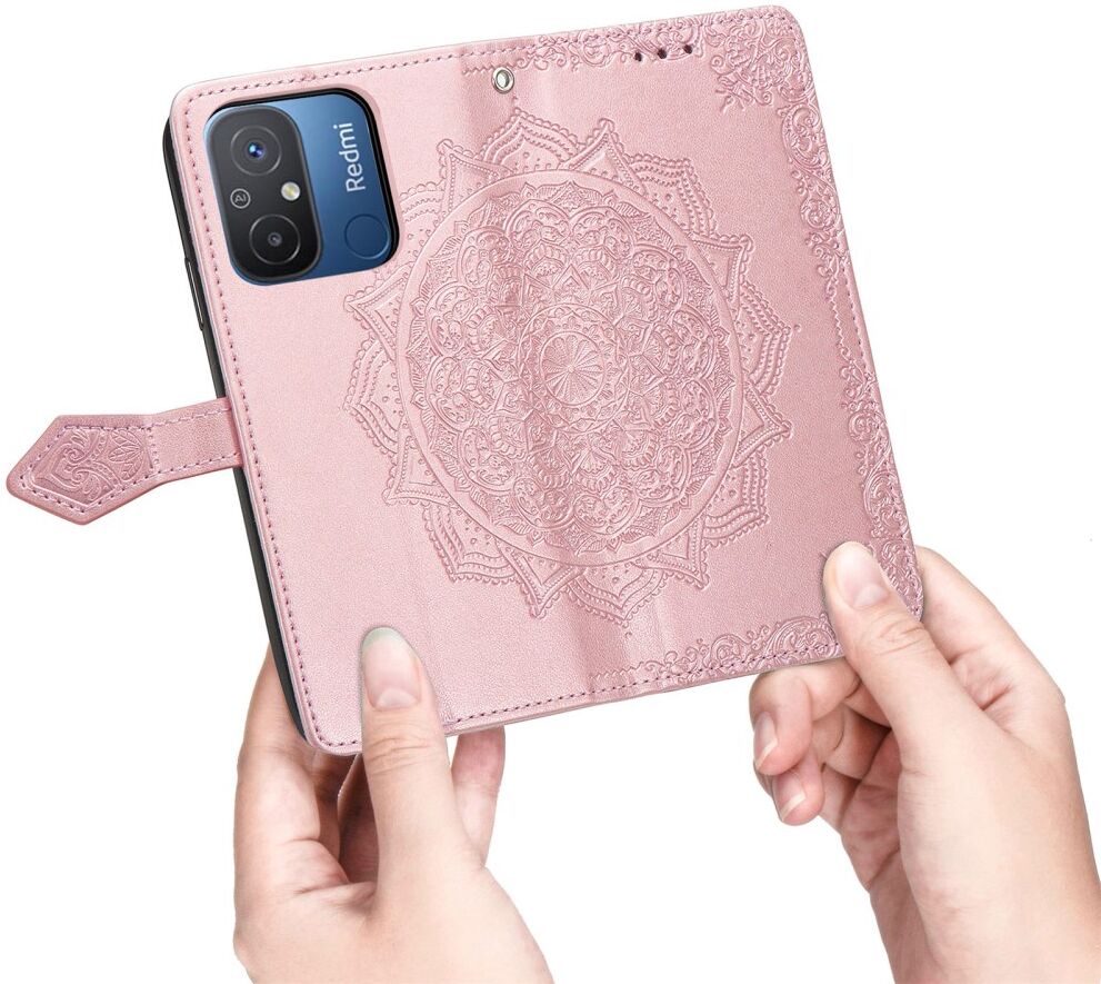 Xiaomi Redmi 12C Hoesje Mandala Book Case met Pasjeshouder Roze Goud afbeelding 5