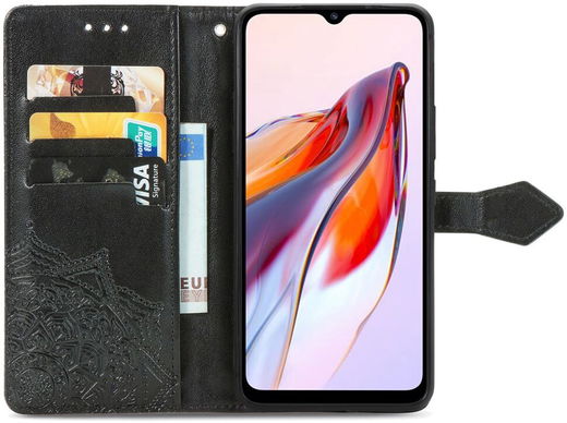 Xiaomi Redmi 12C Hoesje Mandala Book Case met Pasjeshouder Zwart afbeelding 2