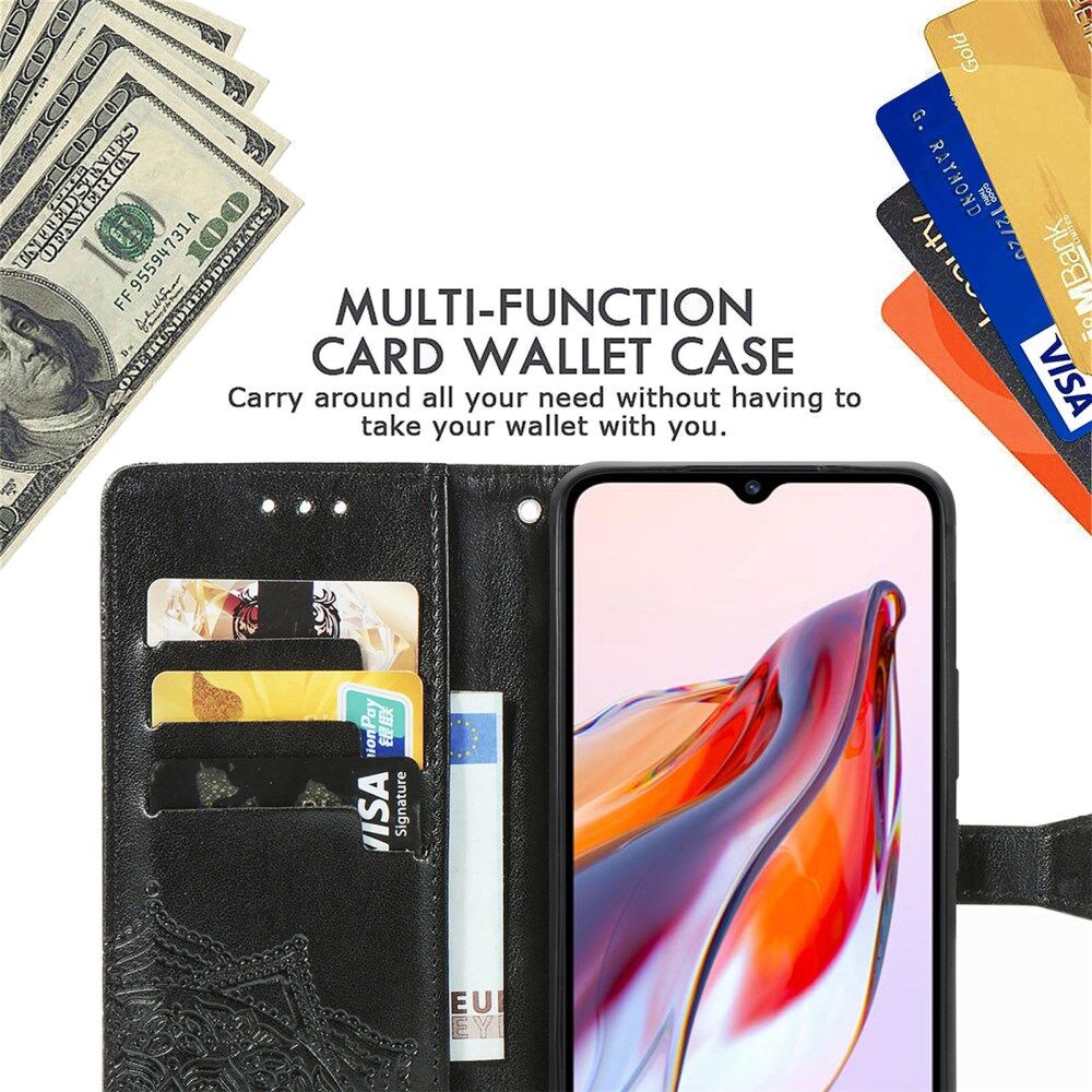 Xiaomi Redmi 12C Hoesje Mandala Book Case met Pasjeshouder Zwart afbeelding 3