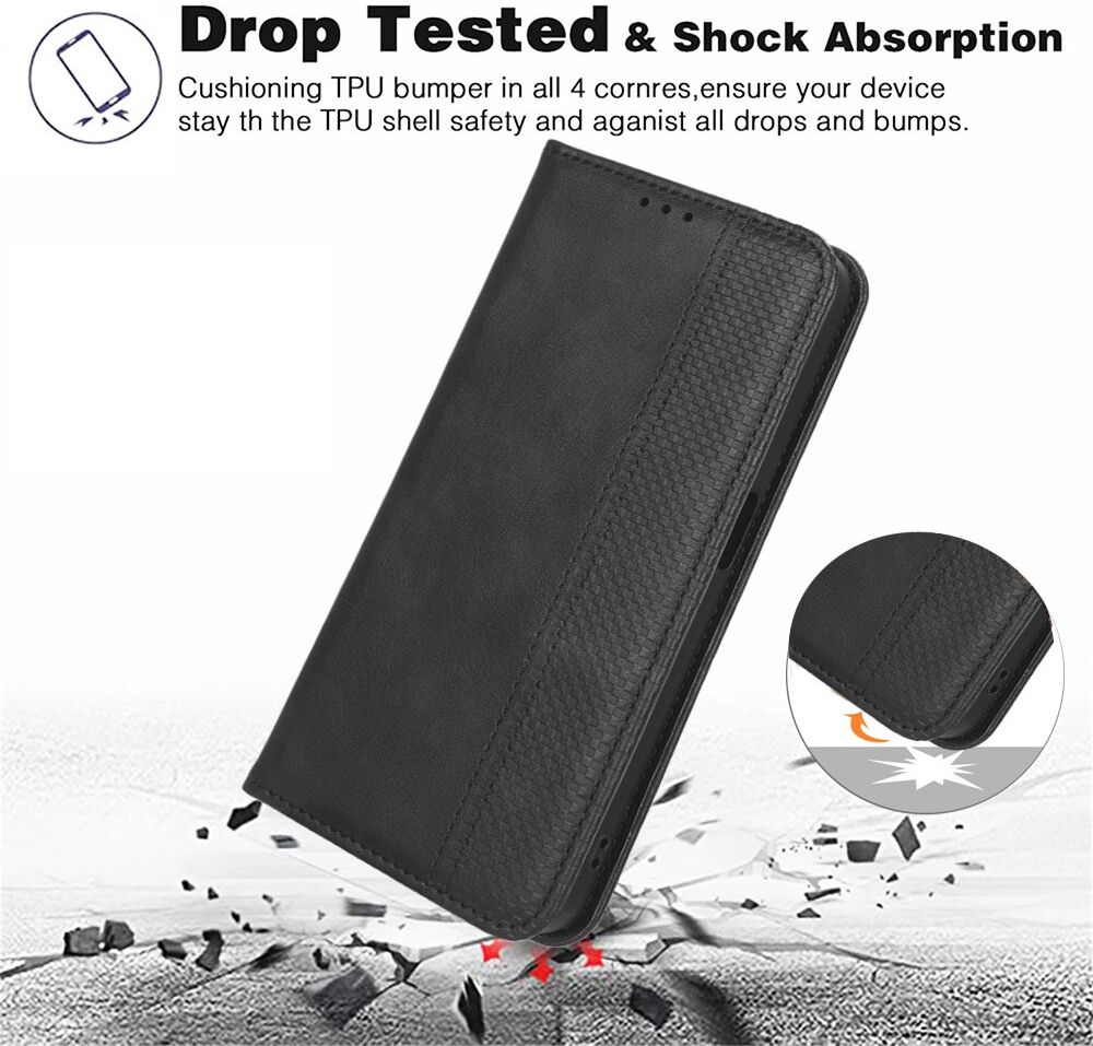 Motorola Moto G13 / G23 Vintage Portemonnee Hoesje Zwart afbeelding 4