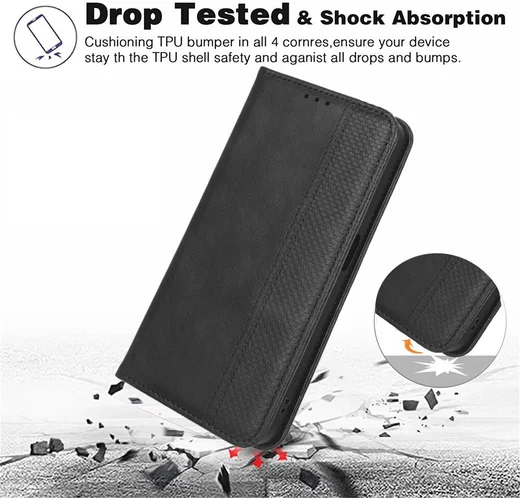 Motorola Moto G13 / G23 Vintage Portemonnee Hoesje Zwart afbeelding 4