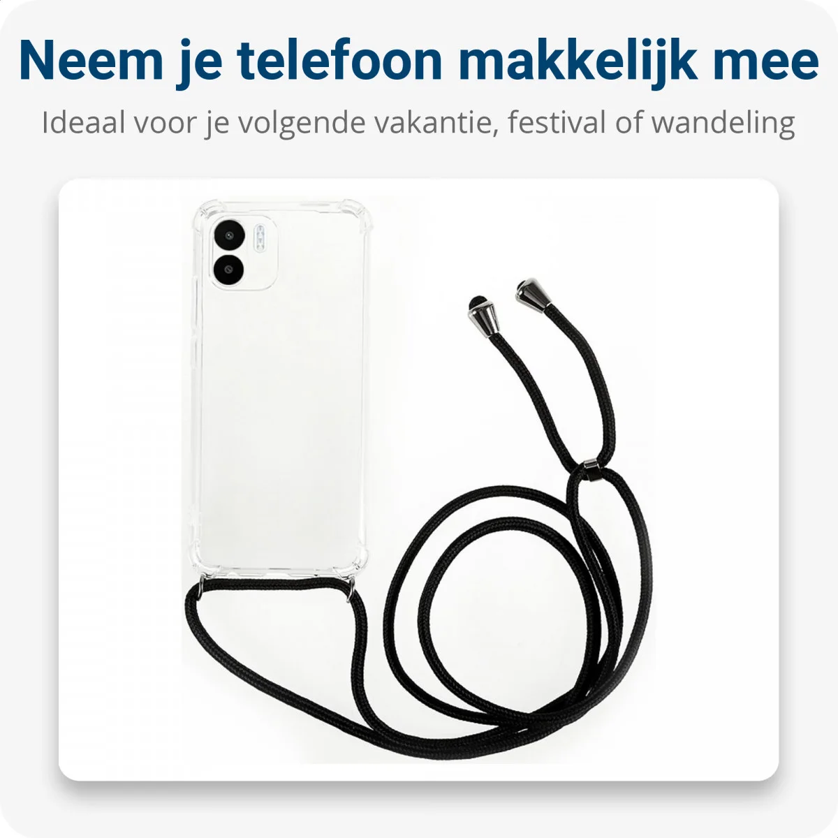 Xiaomi Redmi A1/A2 Hoesje Flexibel TPU met Koord Transparant afbeelding 3