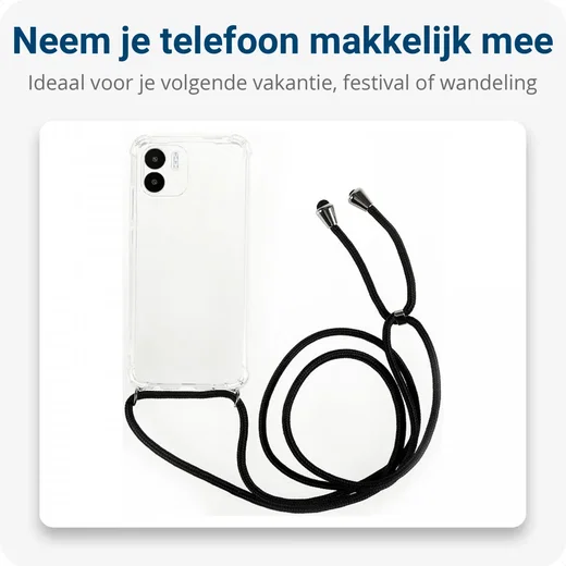 Xiaomi Redmi A1/A2 Hoesje Flexibel TPU met Koord Transparant afbeelding 3