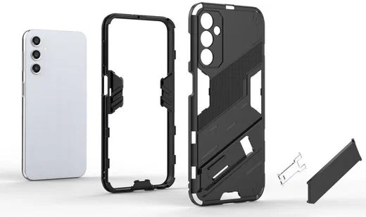 Samsung Galaxy A24 Hoesje Shockproof Kickstand Back Cover Blauw afbeelding 4